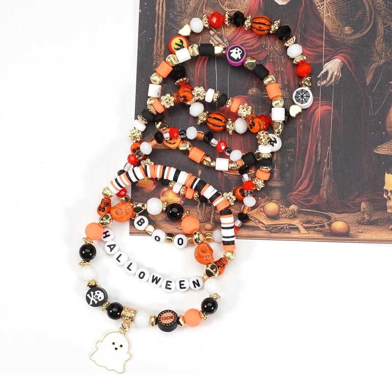 Lonext Halloween Bracelets Stackable Heishi Beaded Stretch Bracelets - Image 5